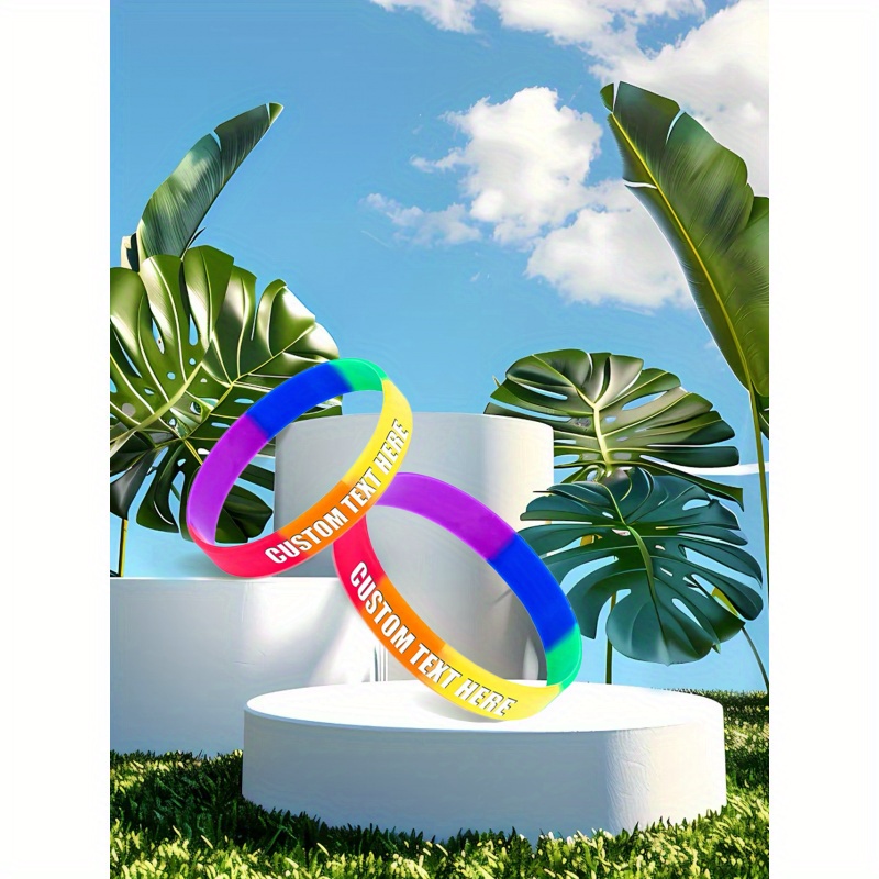 65pcs Custom Silicone Wristbands, Personalized Text